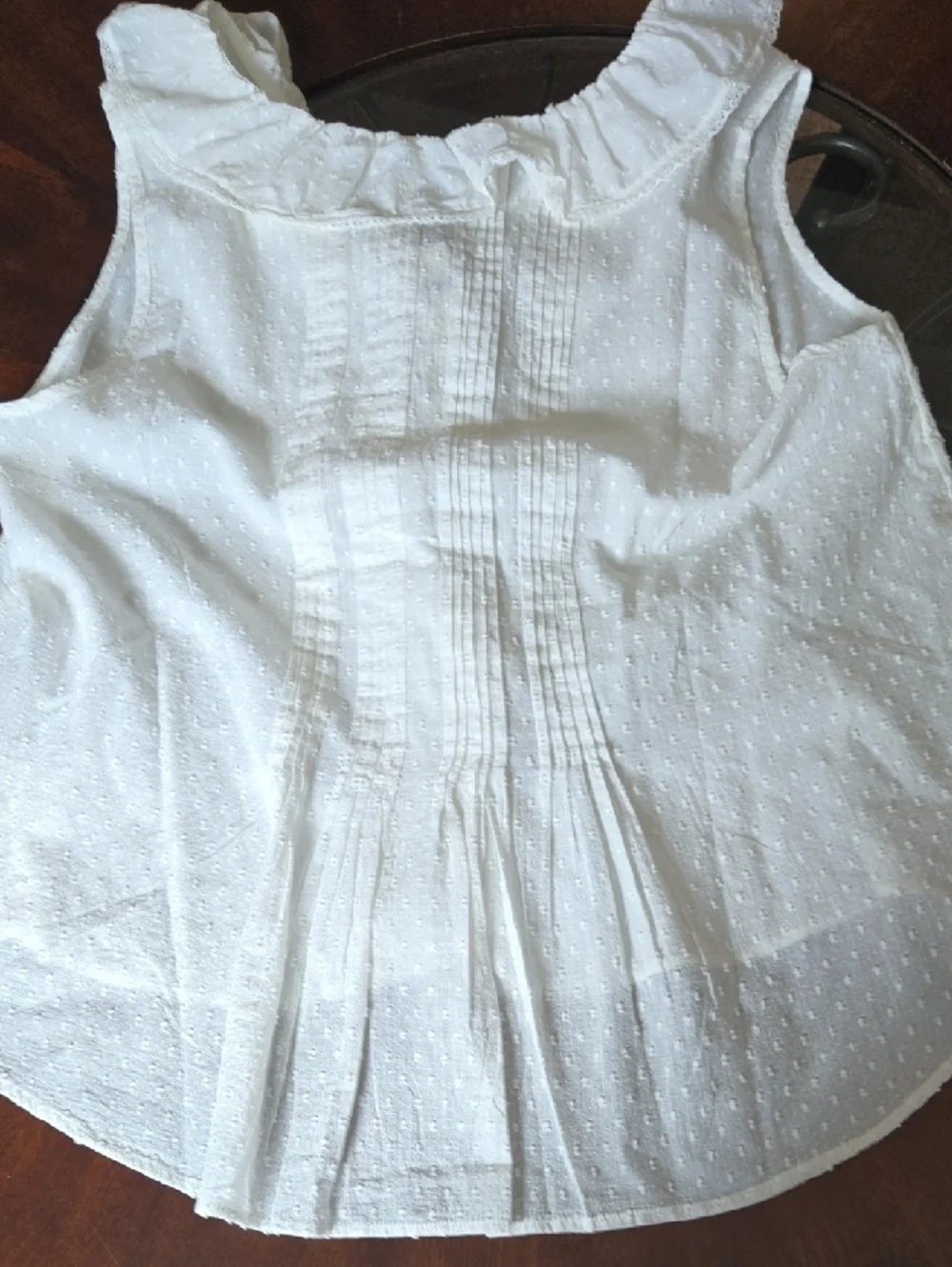 Anthropologie White Textured Sleeveless Top with Ribbon Trim - Picture 5 of 7